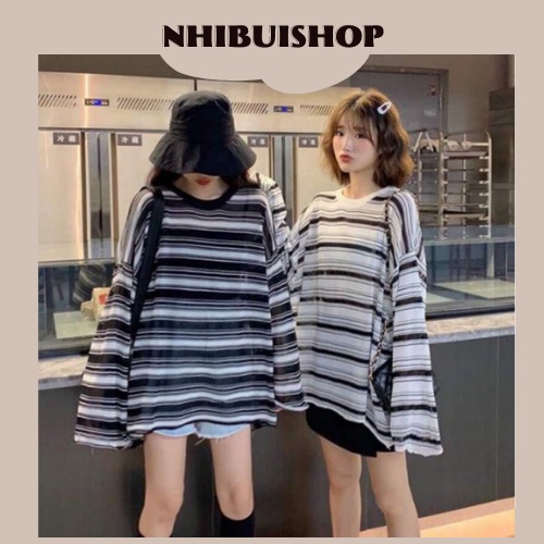 Áo len KẺ mỏng tay loe (HÀNG QC) nhibuishop