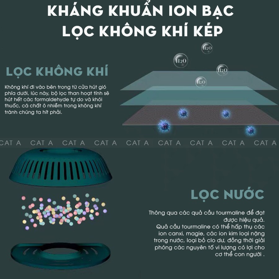 Máy Phun Sương Tạo Ẩm, Lọc Không Khí, để bàn phòng khách, phòng ngủ dung tích 4L dùng liên tục 8h