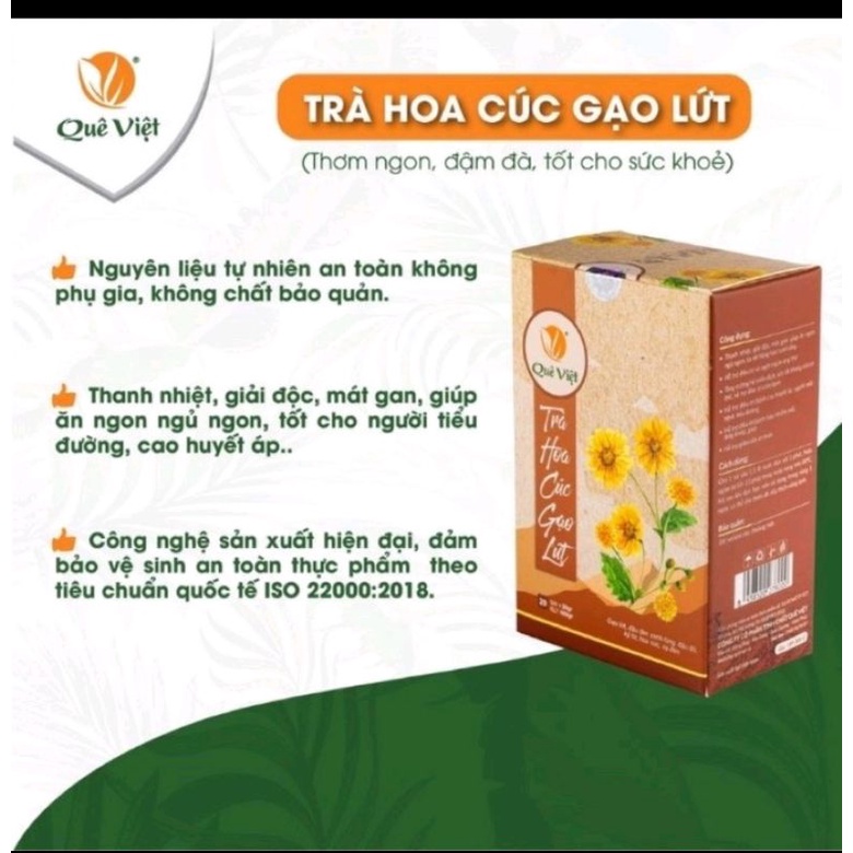TRÀ HOA CÚC GẠO LỨT QUÊ VIỆT 600G, THANH NHIỆT NGỦ NGON ĐIỀU HOÀ HUYẾT ÁP