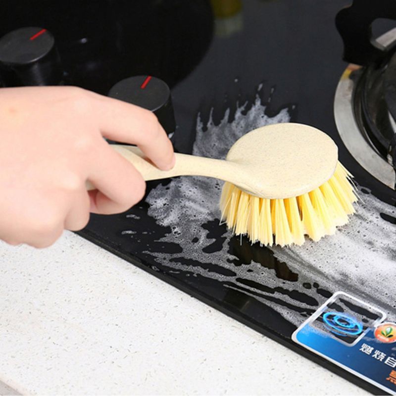 Bàn Chải Rơm Lúa Mì Tay Cầm Dài Lông Mềm Dùng Vệ Sinh Nhà Bếp