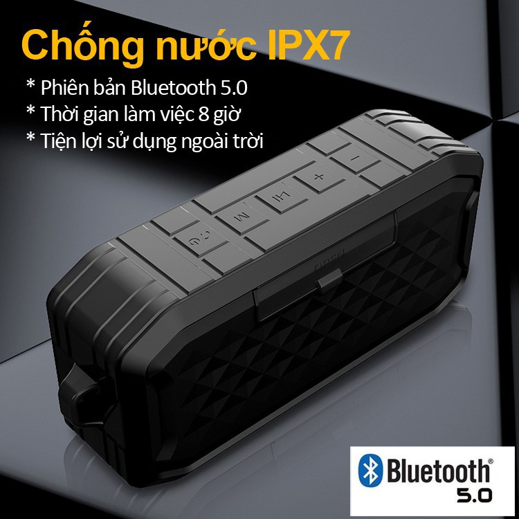 Loa bluetooth di động 5.0, chống nước IPX7, âm bass trầm, với thiết kế chắc chắn sang trọng KMT Store LBT04