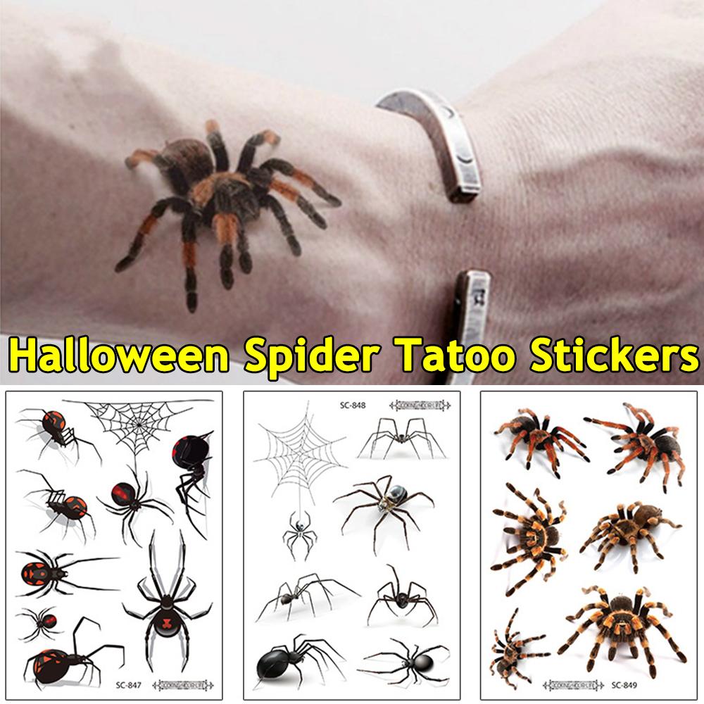 Hình xăm dán 3d chống nước hình nhện độc đáo phối họa tiết tùy chọn cho halloween