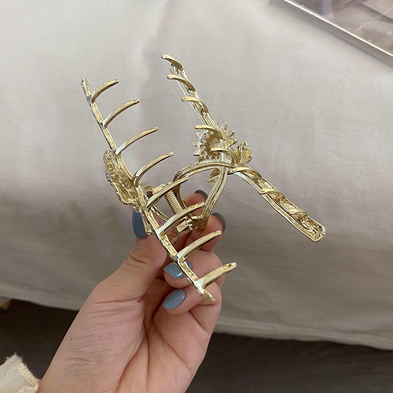 Kẹp tóc kim loại hình hoa hướng dương / lá sang trọng thanh lịch cho nữ