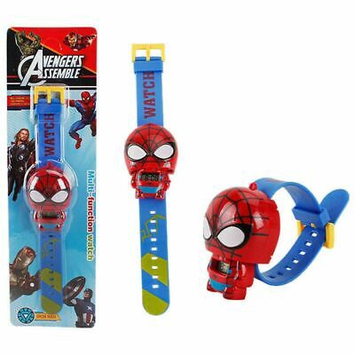 Đồng hồ điện tử cho bé hình nhân vật siêu anh hùng The Avengers Hulk Iron Man Spider Man America Captain 3D