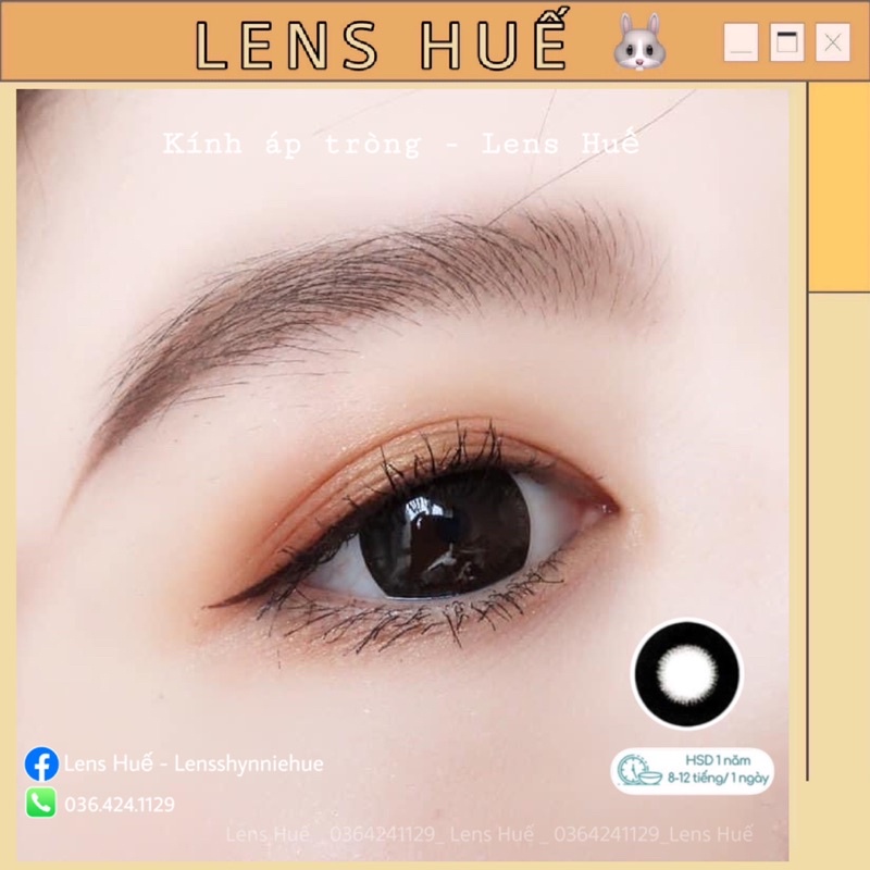 ✨(HÀNG CÓ CẬN) Lens (kính áp tròng) đen giãn tròng 14.2mm tự nhiên - Lens Huế