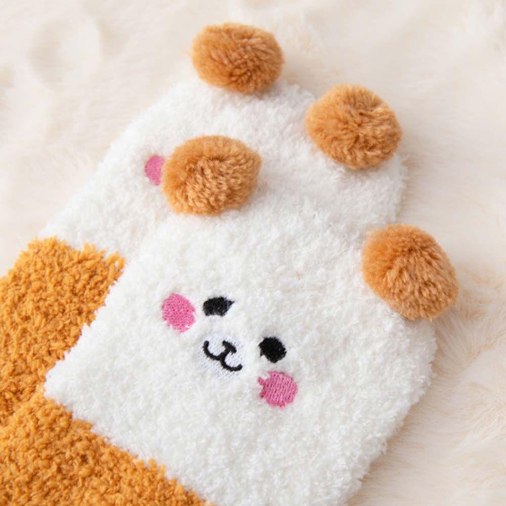 QQMALL Vớ Lông Cừu San Hô Kẻ Sọc Hình Gấu Trúc Hoạt Hình Phong Cách Lolita Dễ Thương Cho Nữ Sinh