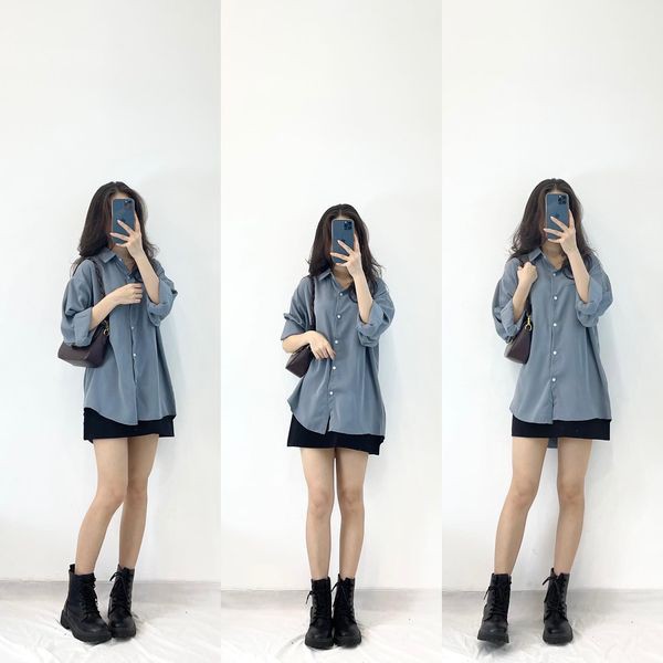 Áo sơ mi vải tằm lụa form rộng- Áo freesize chất liệu vải cao cấp-Miho house