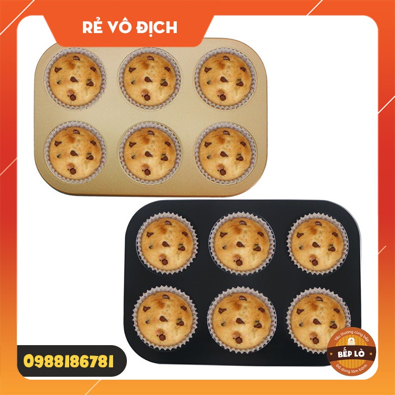 Khuôn cupcake chống dính nướng bánh 6 chén CHẤT LƯỢNG CAO - HÀNG MỚI VỀ