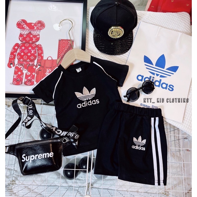 Bộ adidas cho bé, bộ cotton hè cho bé siêu đẹp hai màu dễ mặc