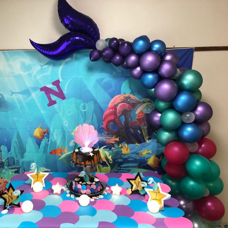 Bộ bong bóng nàng tiên cá Trang trí tiệc sinh nhật cho trẻ em Bữa tiệc chủ đề động vật
