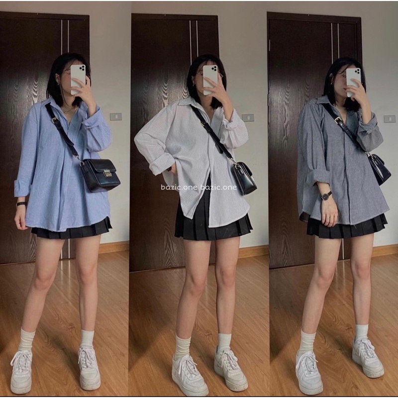 Áo Sơ Mi Thiết Kế Cổ Bẻ Thanh Lịch Áo Sơ Mi From Rộng Đẹp nhẹ nhàng