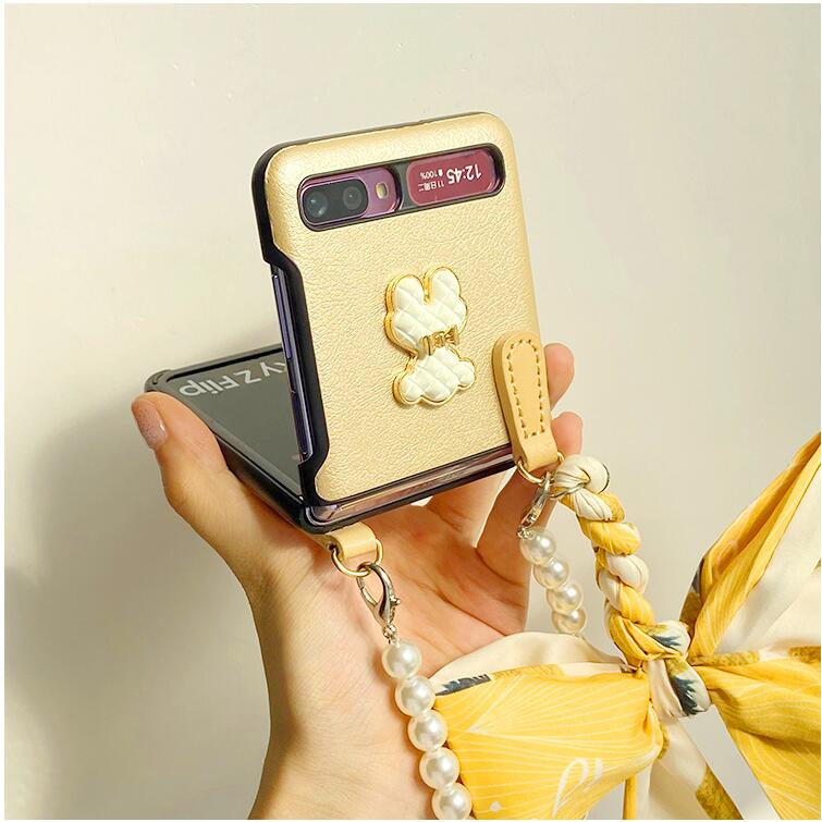 Ốp Điện Thoại Họa Tiết Chú Gấu & Ngọc Trai Dễ Thương Cho Samsung Galaxy Z Flip 3 5G Z Flip 4 1 / 2 Z Flip3 ZFlip3 ZFlip 3 Z Flip4 ZFlip 4