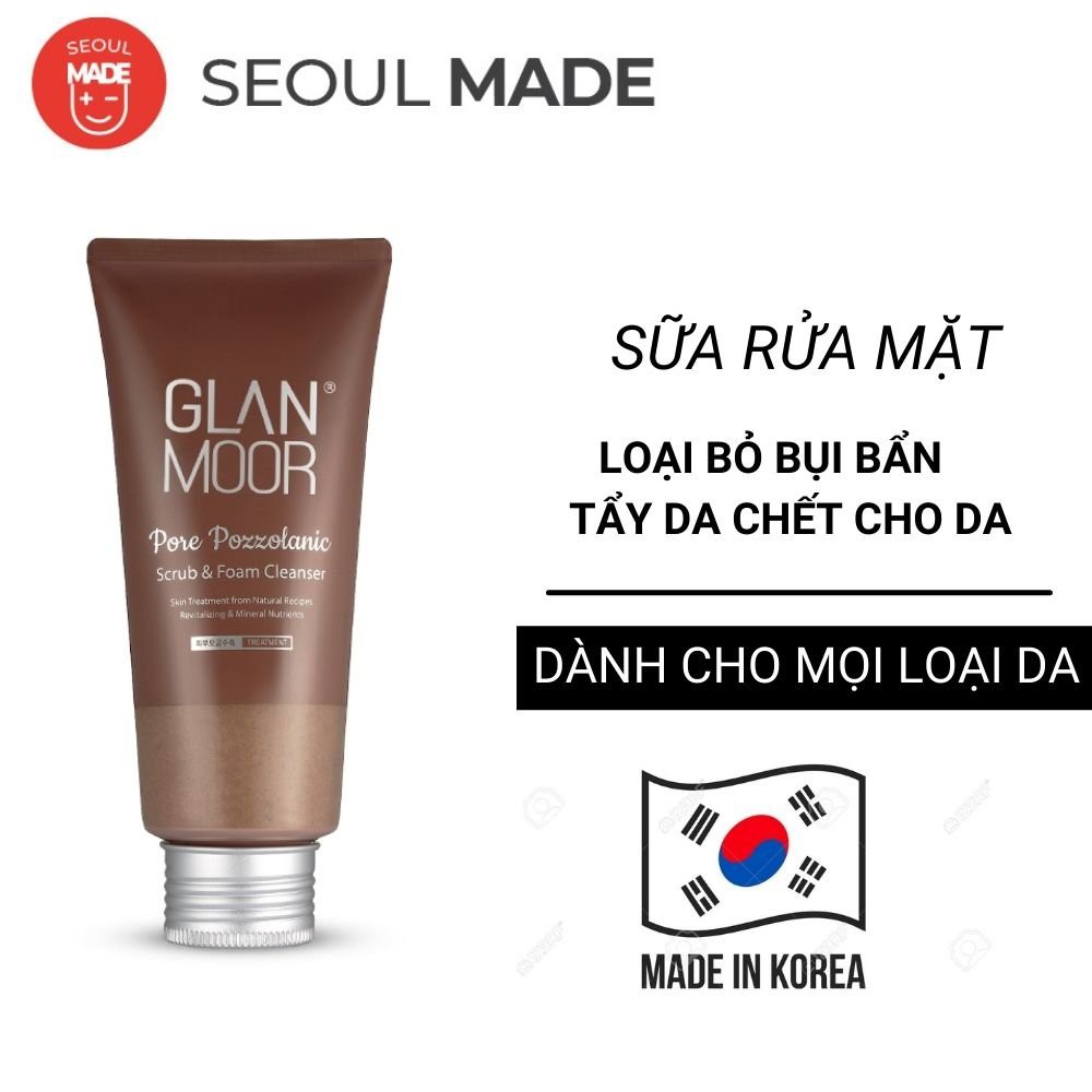 Sữa rửa mặt Glan.Moor sạch sâu và tẩy tế bào chết Glan.Moor Pore Pozzolanic Scrub&Foam