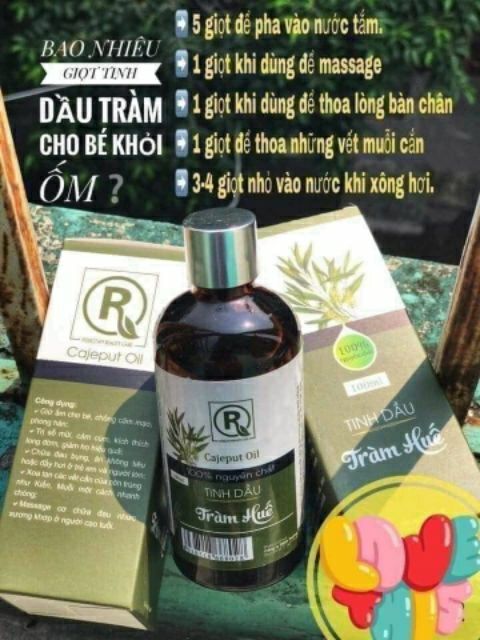 Bộ 2 chai tinh dầu tràm huế 100ml tặng ngay chai sả chanh hoặc tràm 50ml