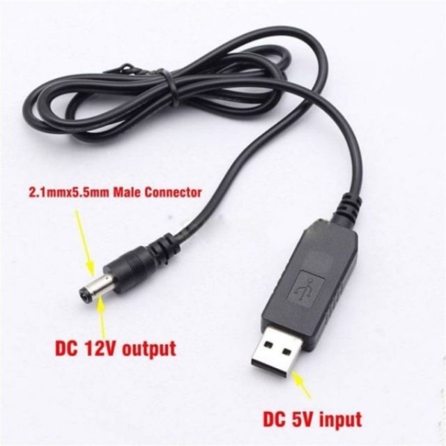 Dây cáp chuyển đổi điện áp DC 5V sang điện áp 12V CA1 5.5*2.1mm dùng cho bộ phát wifi, router wifi B311, b593...