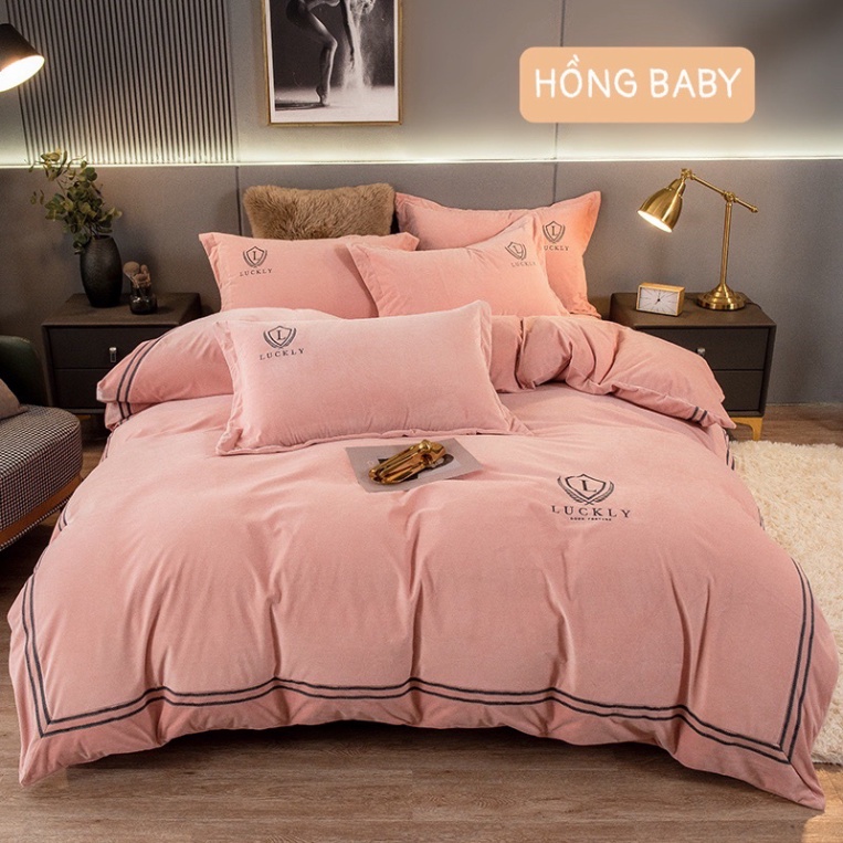 Bộ Chăn Ga Gối Nỉ Mịn LUCKY_LOẠI 1_Chất Nỉ Mịn Đanh Lỳ Không Xổ Lông, Chuẩn Đủ Kích Thước Giá rẻ