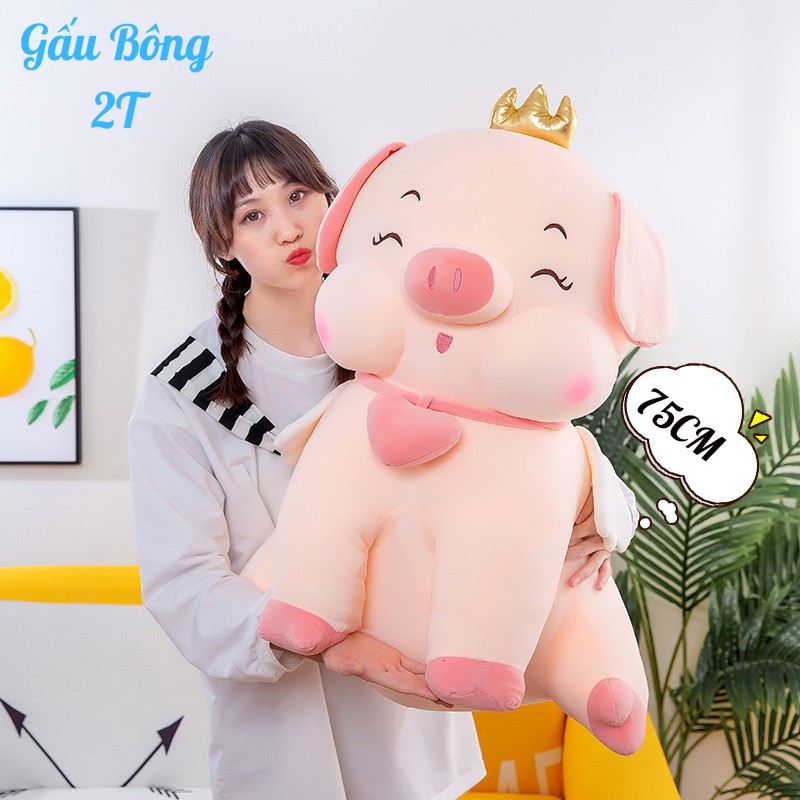 Gấu Bông Heo , Thú Nhồi Bông Heo Ú Vương Miện Ngồi Thú Lợn Nhồi Bông Gối Ôm Màu Hồng Siêu To Khổng Lồ