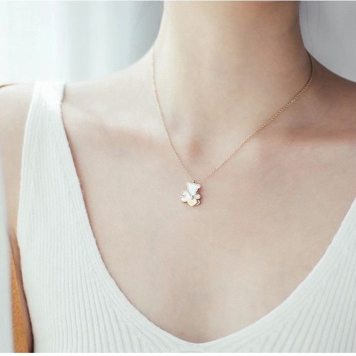 Dây chuyền dáng ngắn mặt trái tim màu vàng hồng bằng thép titan 316l phong cách nhật bản sang trọng cho nữ