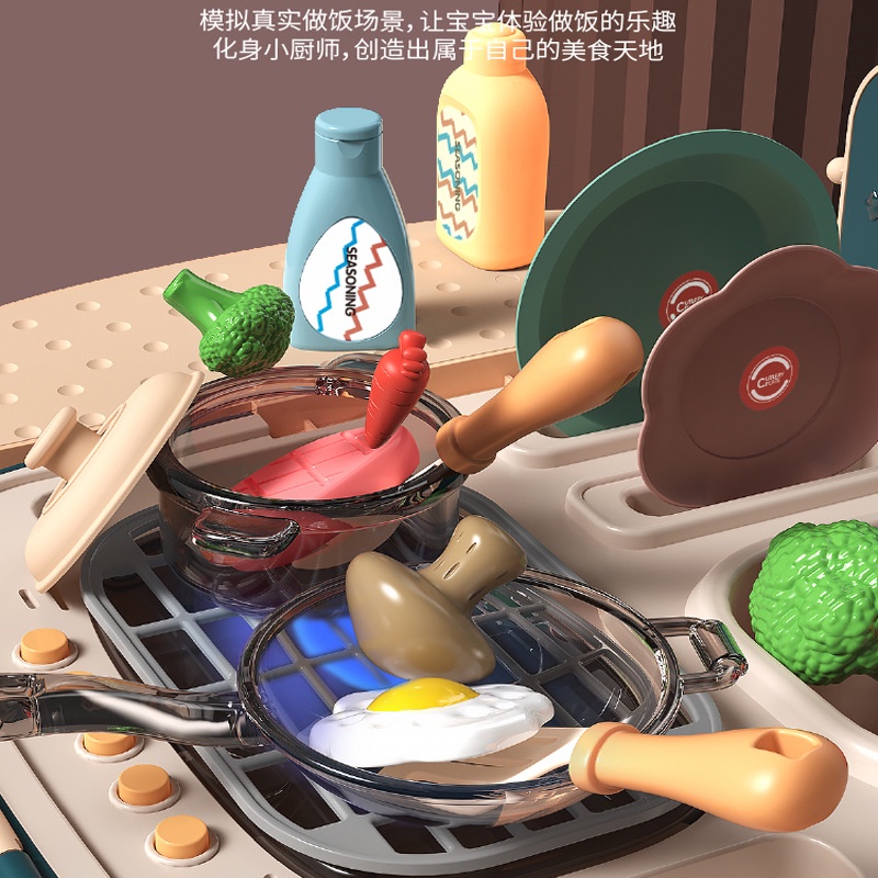 Đồ Chơi Xe Đẩy Thức Ăn Mini 2 IN 1- Đồ Chơi Xe Đẩy Nhà Bếp Kitchen Cart Cho Bé Siêu Xinh Có Nhạc Đèn, Chơi Được Với Nước