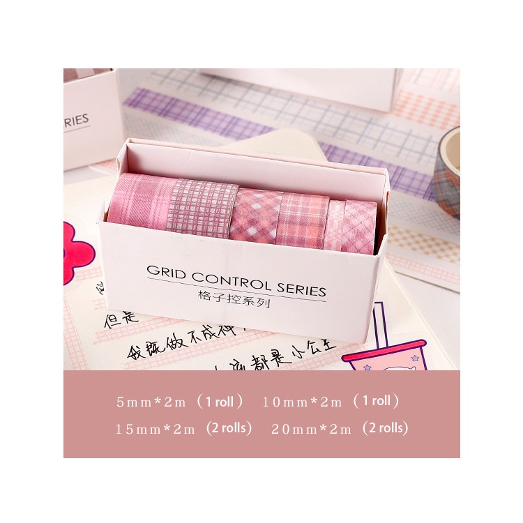 Set 6 Cuộn Băng Keo Washi Dễ Thương Trang Trí Trường Học