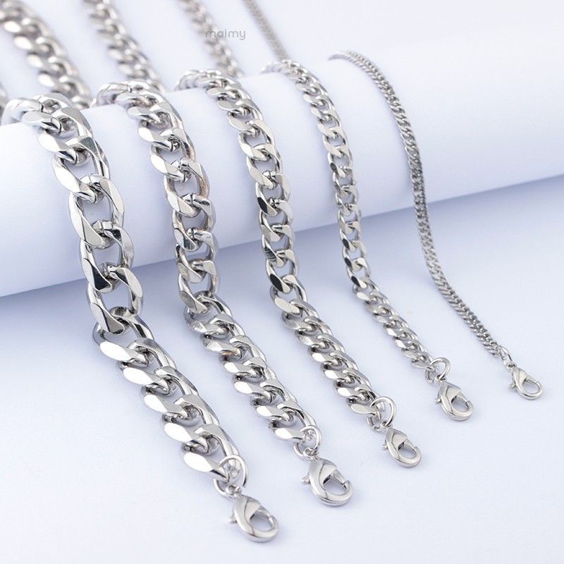 Vòng Tay Chuỗi Xích Dài 18cm Màu Sắc Bạc Phong Cách Hip Hop Thời Trang Unisex