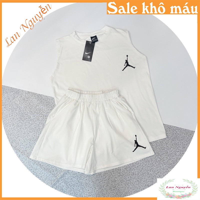 Bán sỉ Bộ áo sát nách quần đùi thêu JORDAN 3 màu cho nữ