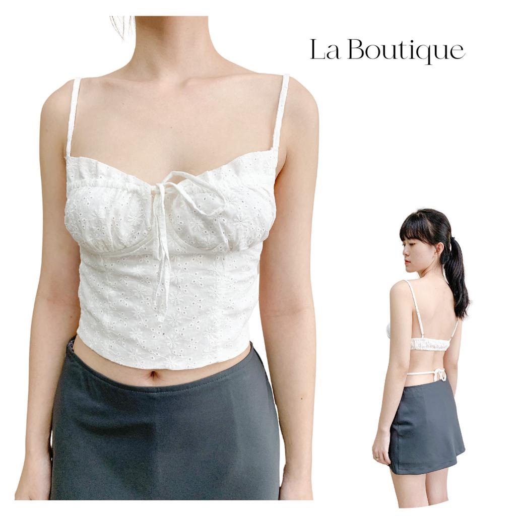 Áo croptop hở lưng cúp ngực La Boutique tôn dáng sexy