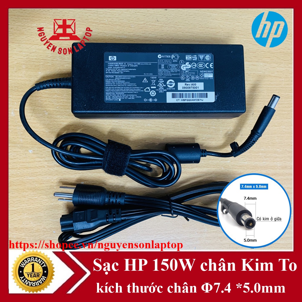 Sạc Laptop HP 8560w 8570w 8540w 19V 7.89A (150w) chân kim to Hàng ZIN cũ theo máy