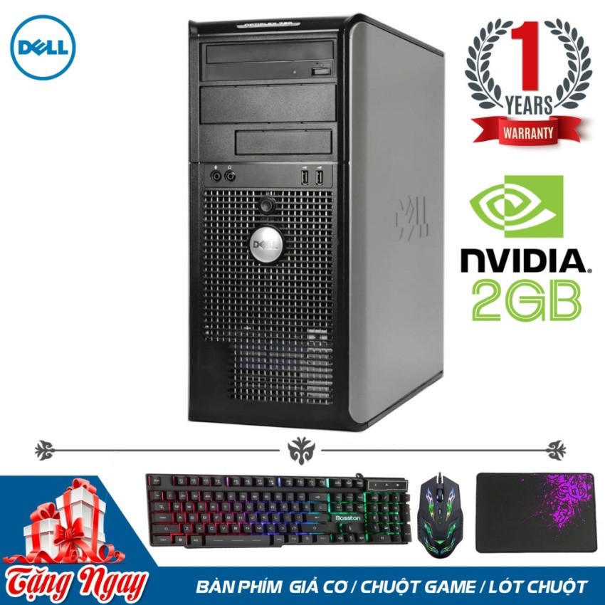 Máy tính chơi Game Battleground Dell Optiplex 780 MT (Core 2 QUAD Q6600, Ram 8GB, SSD 240GB, VGA GTX 750 2GB) + Quà Tặng