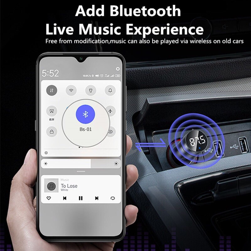 Tẩu sạc đa năng cho xe ô tô Baseus CCNLZ-OS Car Wireless MP3 Charger 5V/3.1A, 2 Ports, Bluetooth 5.0, Touch