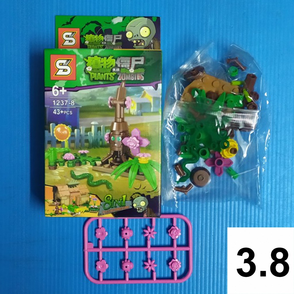 [ Một hộp] Xếp hình Plants vs Zombies Non - Lego Zombie và Plant size nhỏ - Hoa quả nổi giận