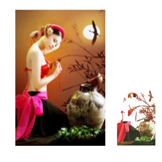 Tranh đính đá cô gái bình gốm lv226 |50x64cm| - chưa đính