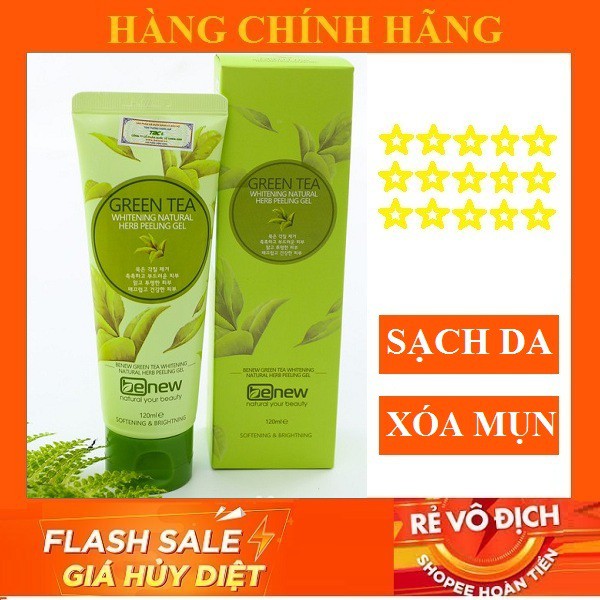 Kem tẩy da chết xóa mụn, trắng da trà xanh BENEW GREEN TEA PEELING GEL Hàn Quốc- 120ml -MỸ PHẨM CHÍNH HÃNG