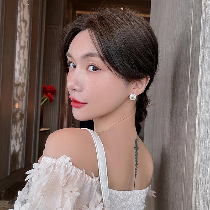 Bông Tai Tròn Khắc Chữ Lấp Lánh Thời Trang Hàn Quốc Cho Nữ