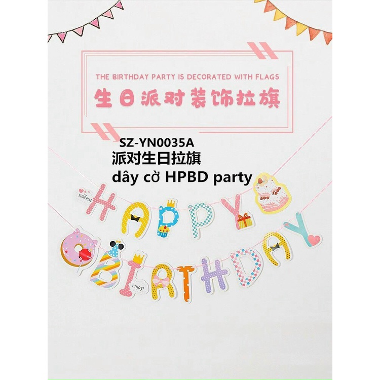 Dây chữ Happy Birthday, dây treo, dây cờ trang trí sinh nhật nhiều chủ đề, party Fubao Store