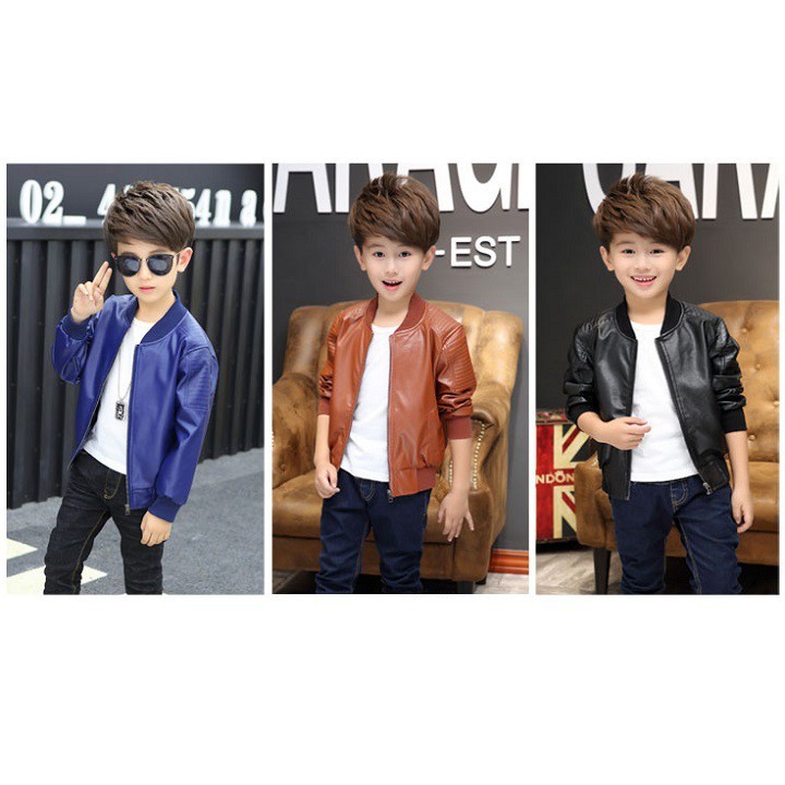 Đồ trẻ em áo da, áo khoác cho bé chất liệu da lót lông nỉ , hàng đẹp có màu nâu bò và đen đủ size