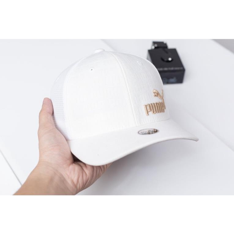 Nón lưỡi trai bít đuôi Pu ma  logo thêu chất cotton Hàn Quốc cao cấp, nón kết màu trắng xanh đen