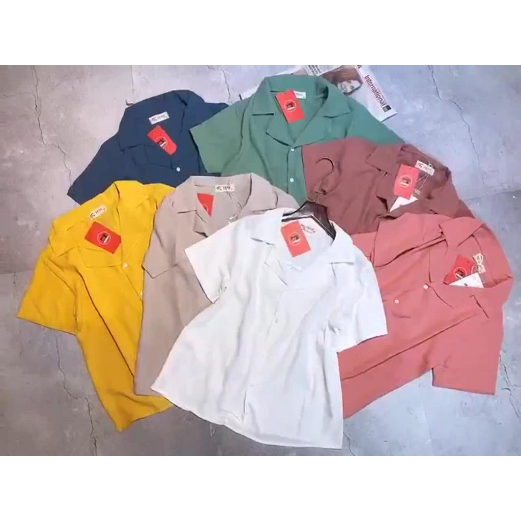 Áo sơ mi nữ tay ngắn cổ vest thiết kế thời trang công sở nhiều màu, áo sơ mi nữ cổ vest cộc tay trơn quốc dân retro | BigBuy360 - bigbuy360.vn