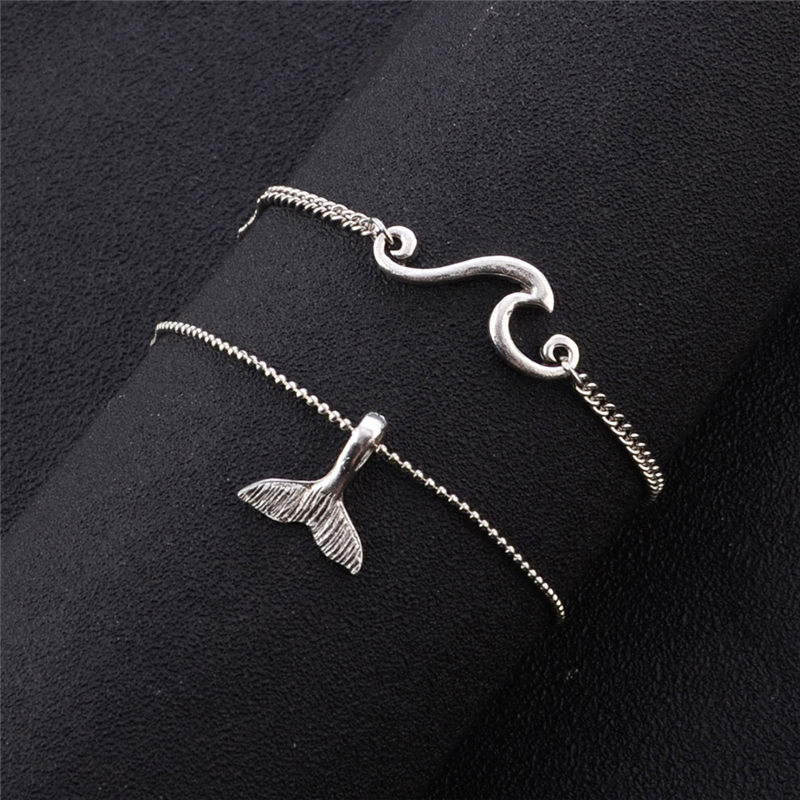 Lắc Chân Bạc Hình Đuôi Cá Voi Phong Cách Bohemian Jp5