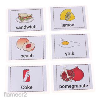 80Pcs Kids English Sight/Pocket Picture Word Flash Cards About Food