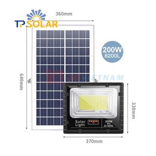 Đèn Pha Led Năng Lượng Mặt Trời 200W JDSolar Chống Nước IP67 Bản Cao Cấp