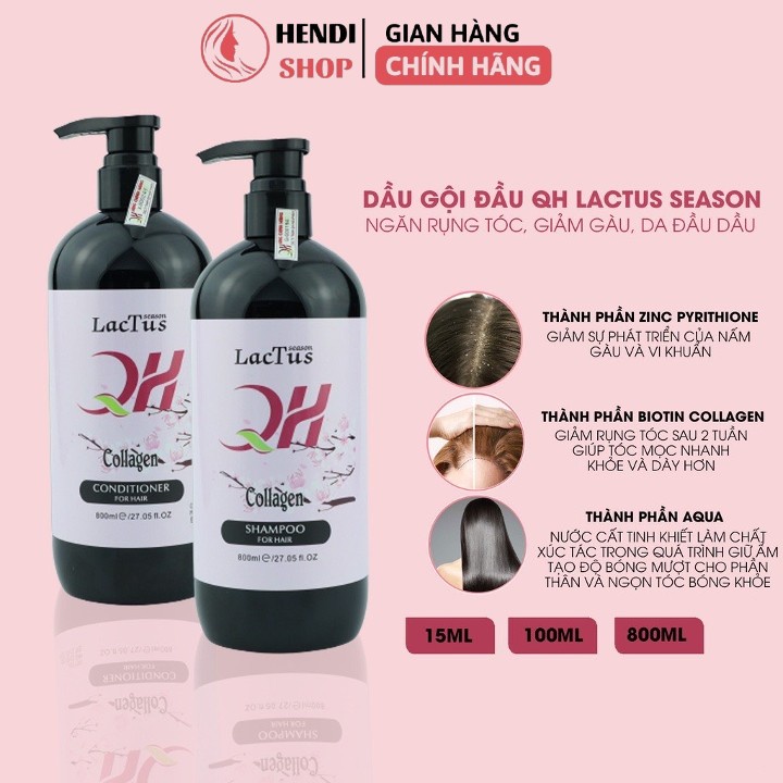 Dầu gội đầu ngăn rụng tóc QH Lactus season dầu gội da dầu, ngăn gàu - Mỹ phẩm tóc Hendi - H07