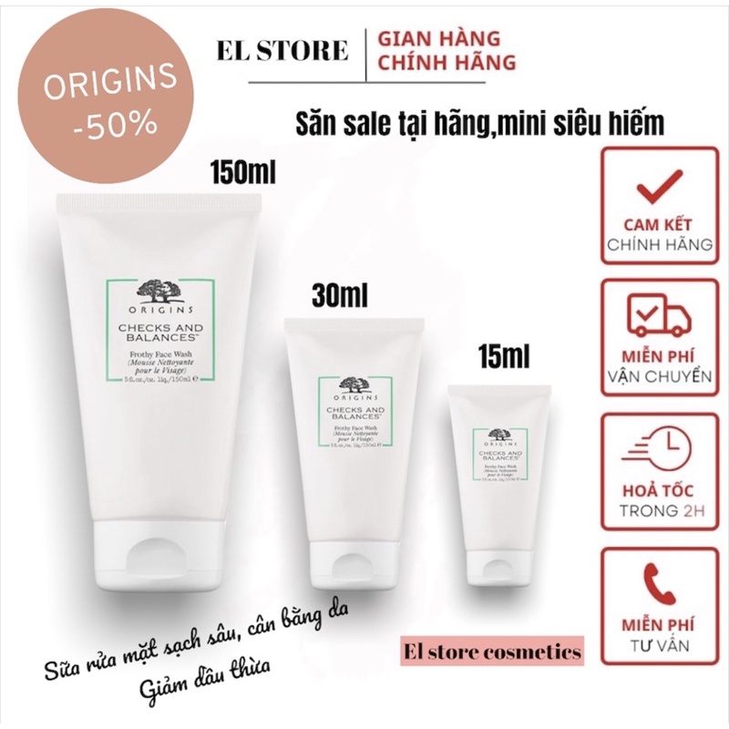 Sữa rửa mặt kiềm dầu Origins Checks and Balances ™ Frothy face wash