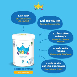 Sữa Bột Dinh Dưỡng KOKO CROWN số 2 Cho Bé Nhập Khẩu Nguyên Lon Hàn Quốc 800g/Lon