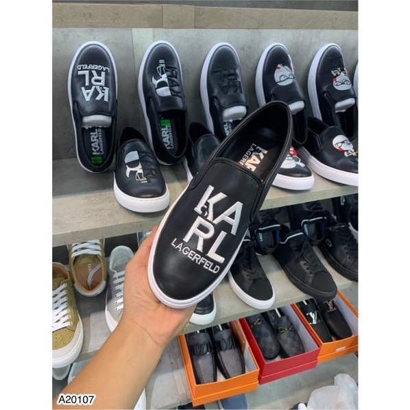 Giày Slipon Nam Thêu Hình Karl Đế Cao Su Cao Cấp - Giày Lười Nam Karl Cao Cấp