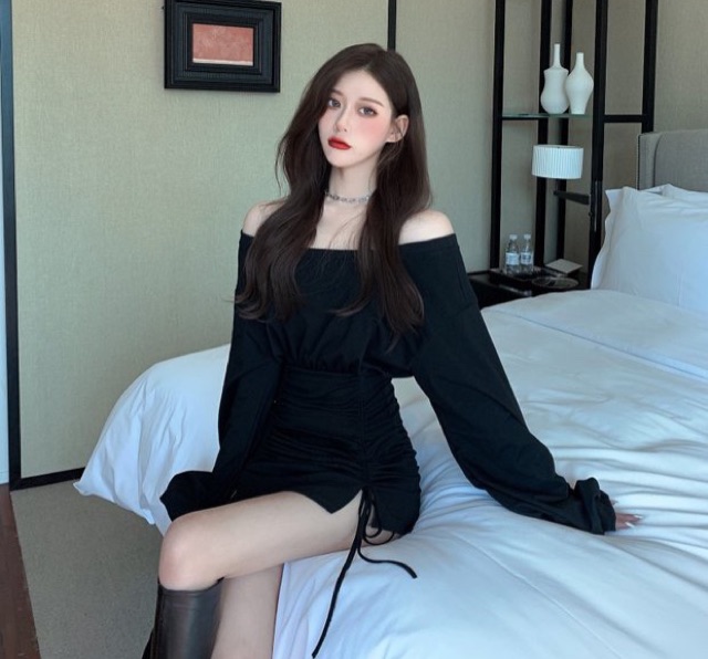 ĐẦM BODY TRỄ VAI RÚT DÂY ĐEN (về thêm sát nách) | BigBuy360 - bigbuy360.vn