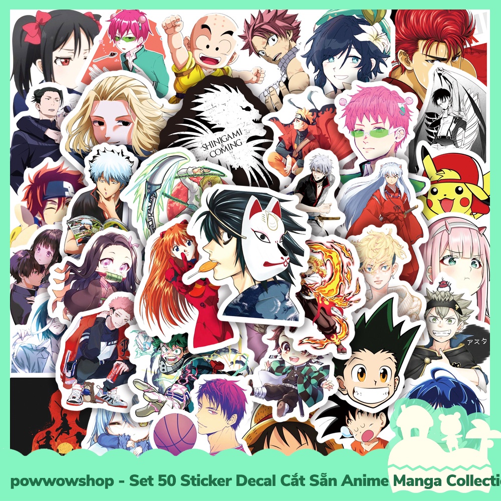 [Sẵn VN - Hỏa Tốc] Set 50 Sticker Mini Decal Dán Trang Trí Vật Dụng Mẫu Nhân Vật Anime Manga Tổng Hộp Collection