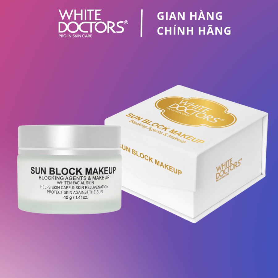 Bộ đôi dưỡng trắng da mặt White Doctors - Skin Lightening 40g &amp; Sun Block Makeup 40g