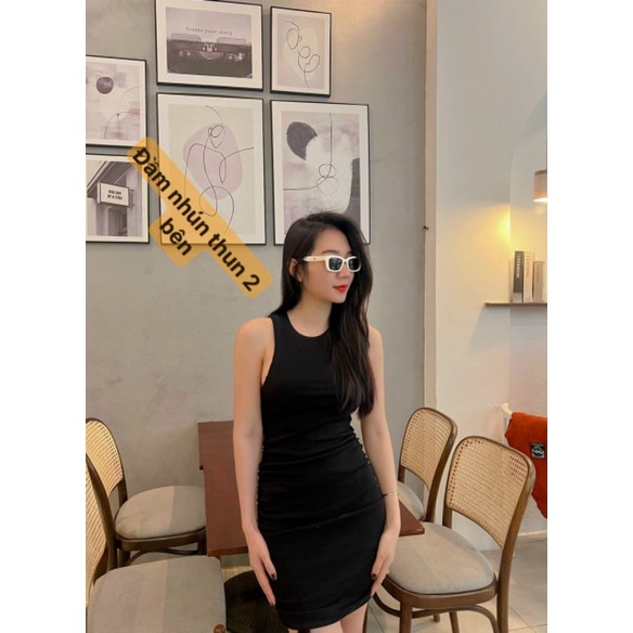 Đầm ôm body sát nách nhún sườn (kèm ảnh thật)