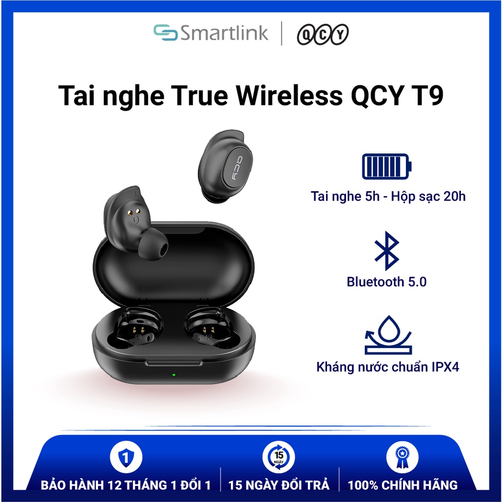 Tai nghe QCY T9 True Wireless Hàng Chính Hãng - SmartLink Bảo Hành 12 Tháng 1 đổi 1